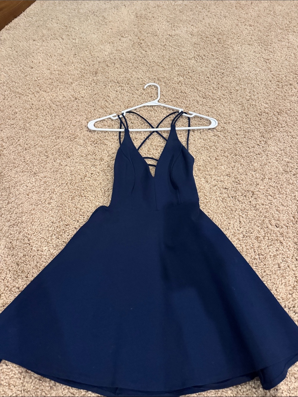 Lulu's Navy Crisscross Fit-and-Flare Mini Dress